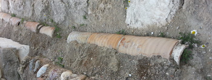 Terracotta water pipes in the ruins of Laodicea