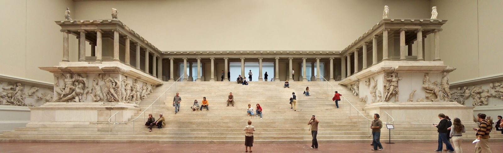 The rebuilt west staircase of the Pergamon Altar inside the Pergamon Museum in Berlin